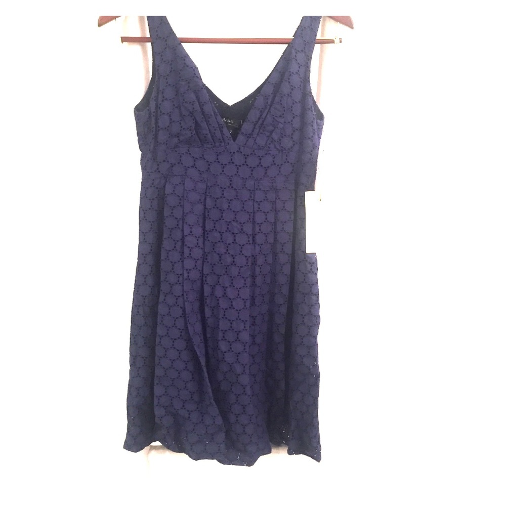 Navy Eyelet Bubble Hem Dress